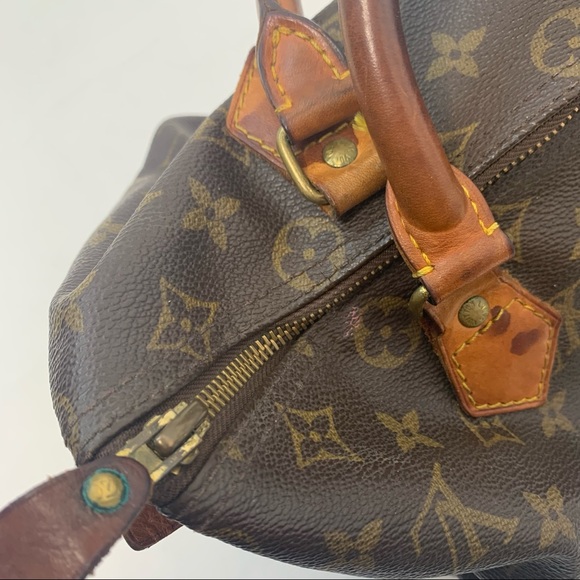 Louis Vuitton Speedy Monogram Canvas Tan & Brown Handbag Purse - Picture 5 of 12